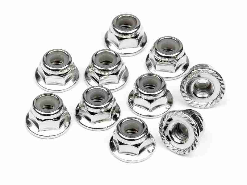 103729_103729_01p_800_600 HPI 103729 Serrated Flange Lock Nut M4 (Silver/10Pcs)