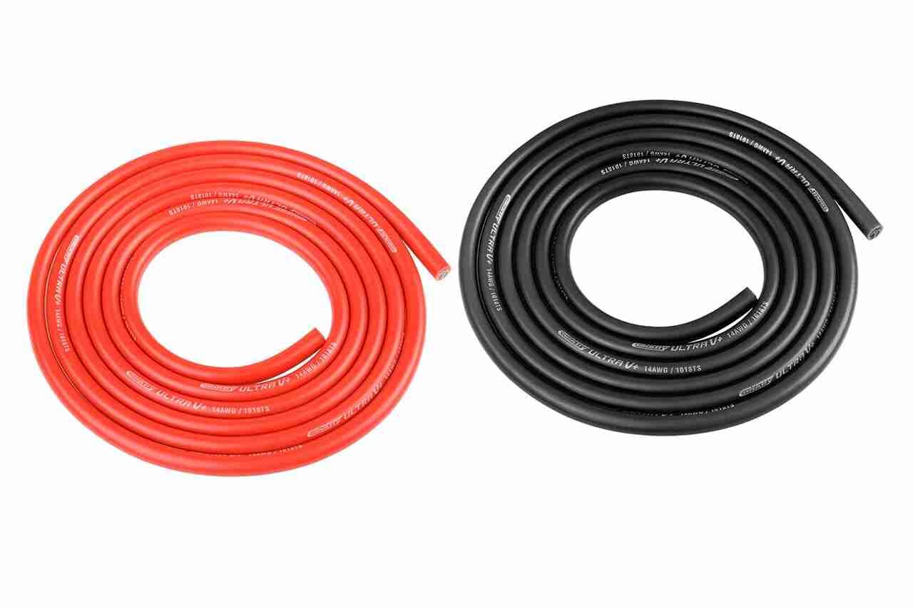 Corally Ultra V+ Silicone Wire Super Flexible Black and Red 14AWG 1018 / 0.05 Strands ODø 3.5mm 2x 1m Corally Ultra V+ Silicone Wire Super Flexible Black and Red 14AWG 1018 / 0.05 Strands ODø 3.5mm 2x 1m