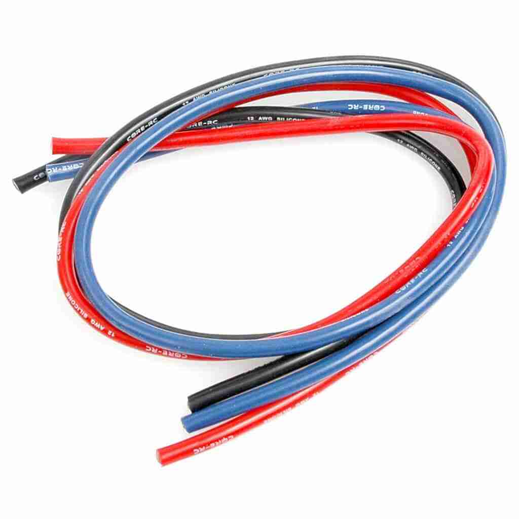Core-RC-Silikone-Ledning-12G-Roed-Sort-Blaa-3x50CM Core RC Silikone Ledning 12G - Rød/Sort/Blå 3x50CM