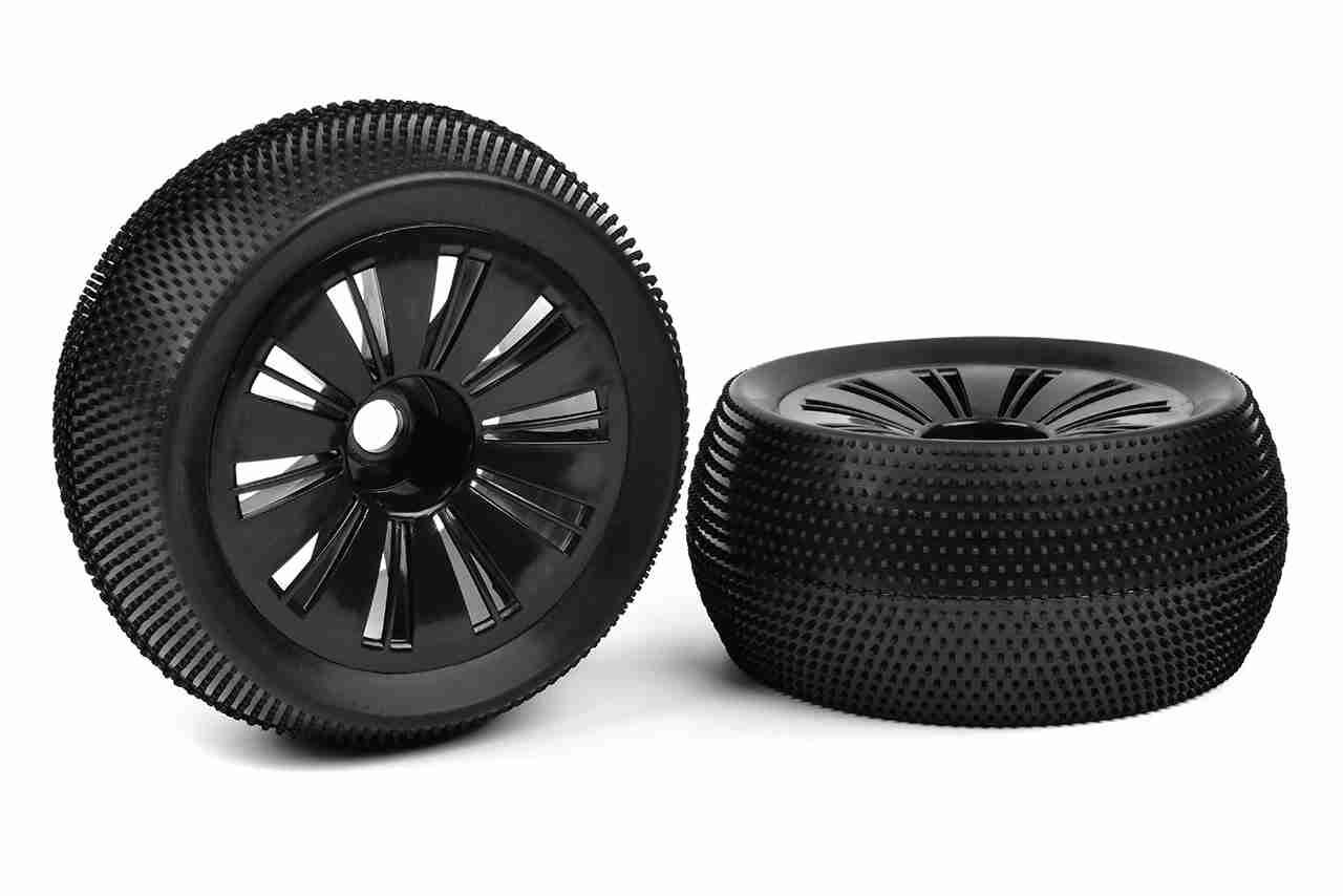 Team Corally 1/8 TR Tires Glued on Black Rims 1 pair Team Corally 1/8 TR Tires Glued on Black Rims 1 pair