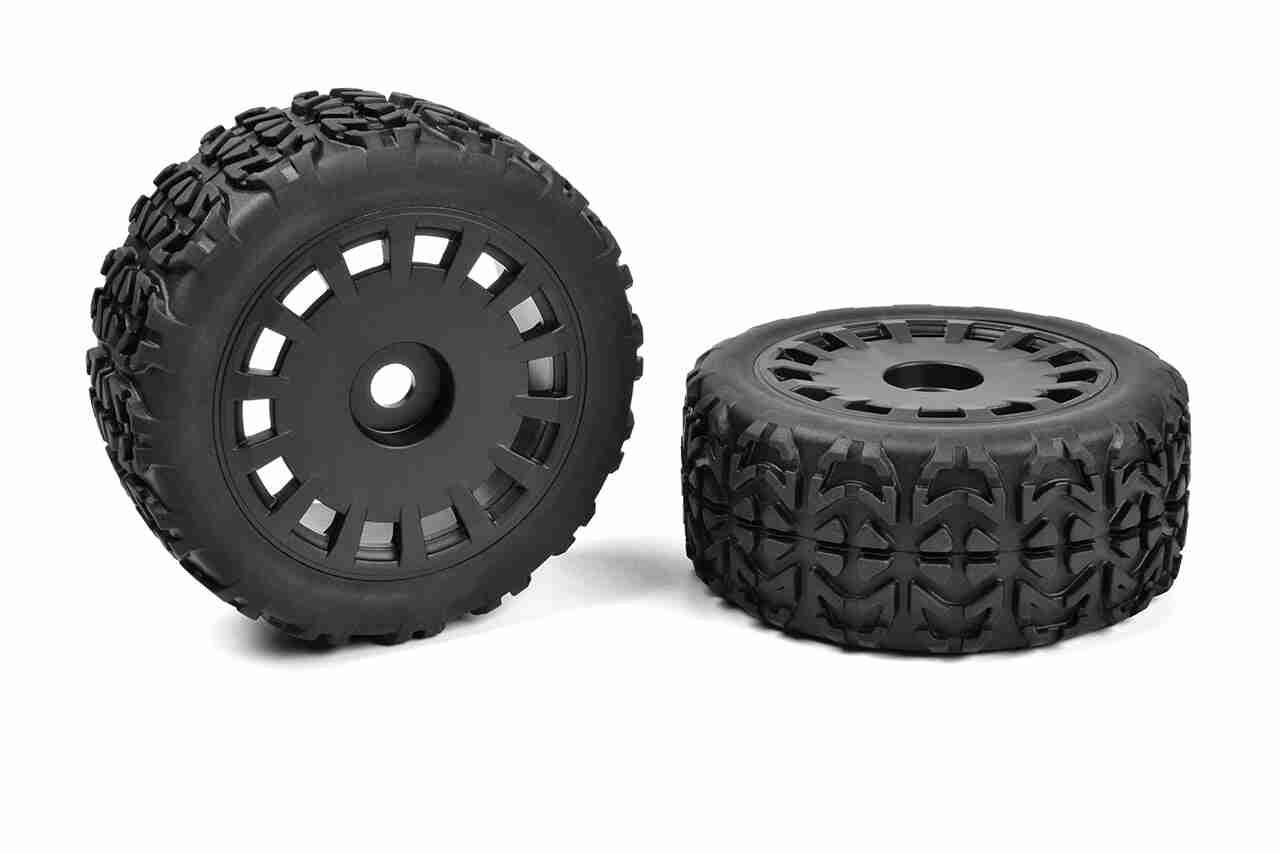 Team Corally 1/8 TR Tires Tracer Glued on Black Rims 1 Pair Team Corally 1/8 TR Tires Tracer Glued on Black Rims 1 Pair