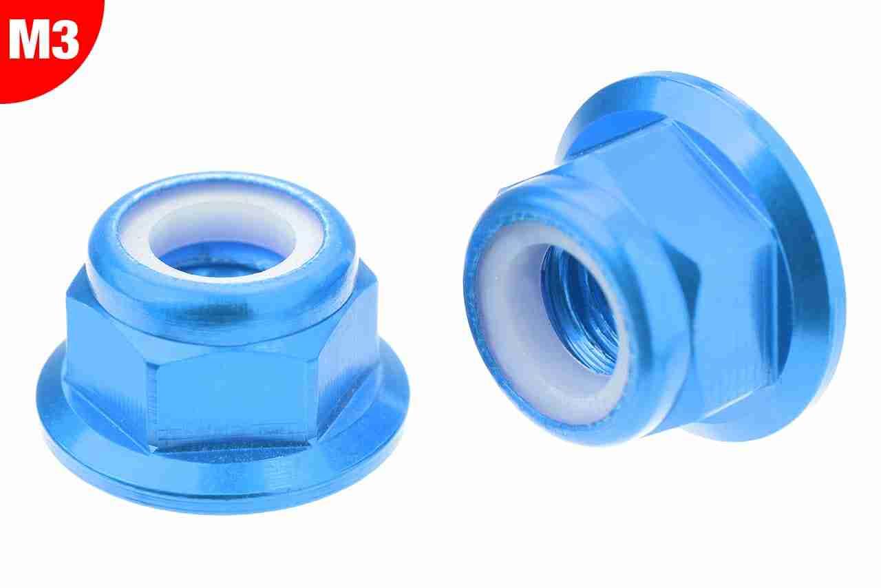 Team Corally Aluminium Nylstop Nut M3 Flanged Blue 10 pcs Team Corally Aluminium Nylstop Nut M3 Flanged Blue 10 pcs