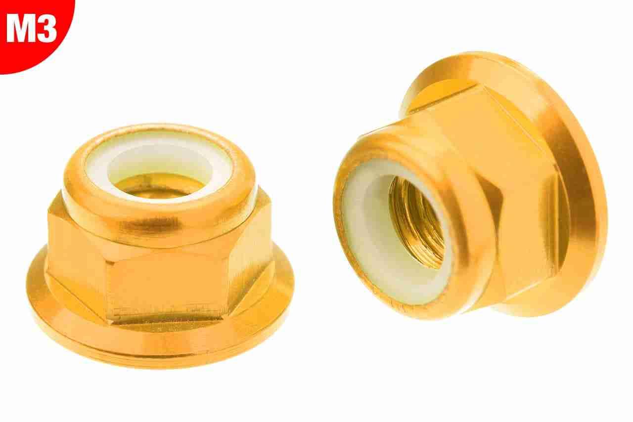 Team Corally Aluminium Nylstop Nut M3 Flanged Gold 10 pcs Team Corally Aluminium Nylstop Nut M3 Flanged Gold 10 pcs