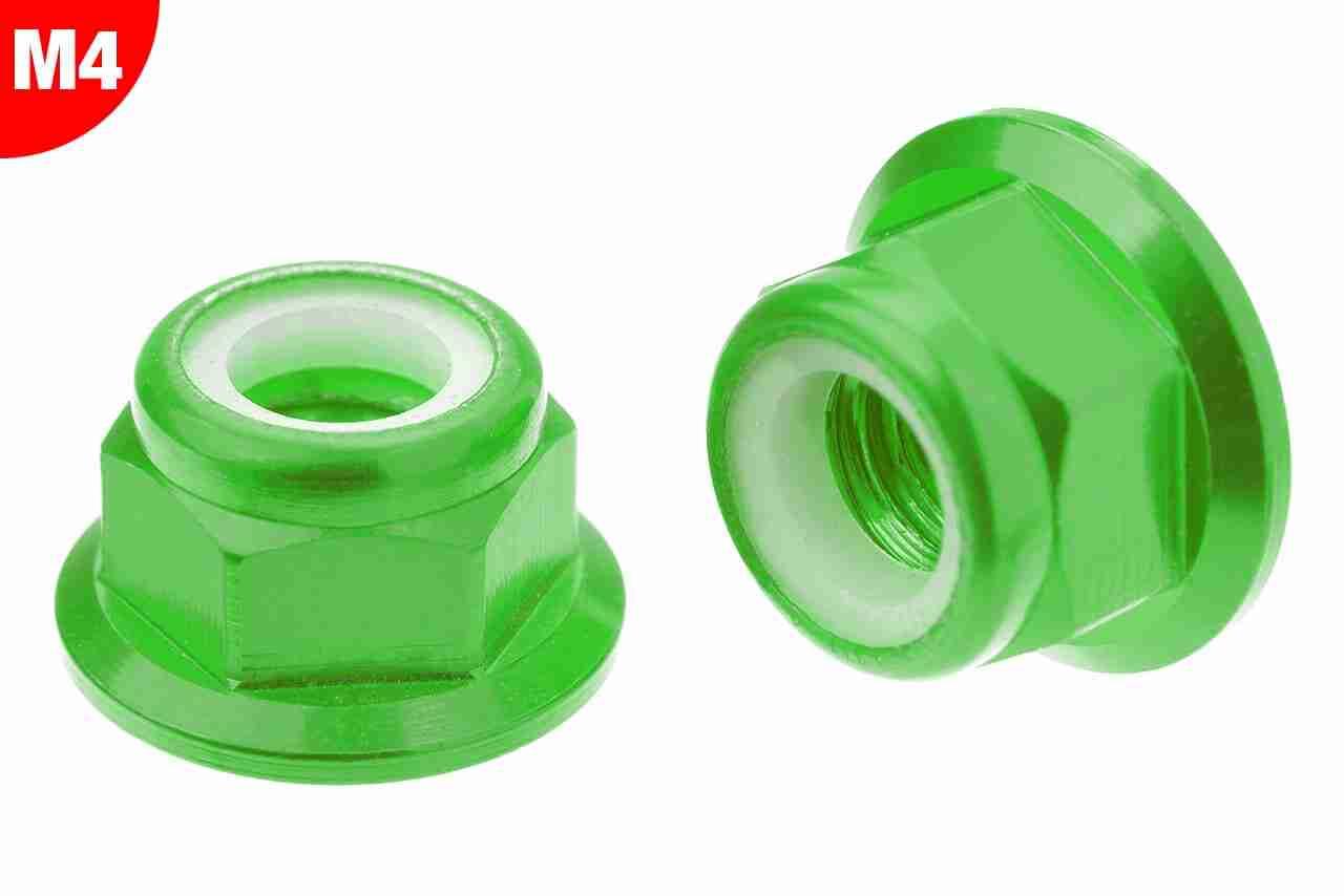 Team Corally Aluminium Nylstop Nut M4 Flanged Green 10 pcs Team Corally Aluminium Nylstop Nut M4 Flanged Green 10 pcs