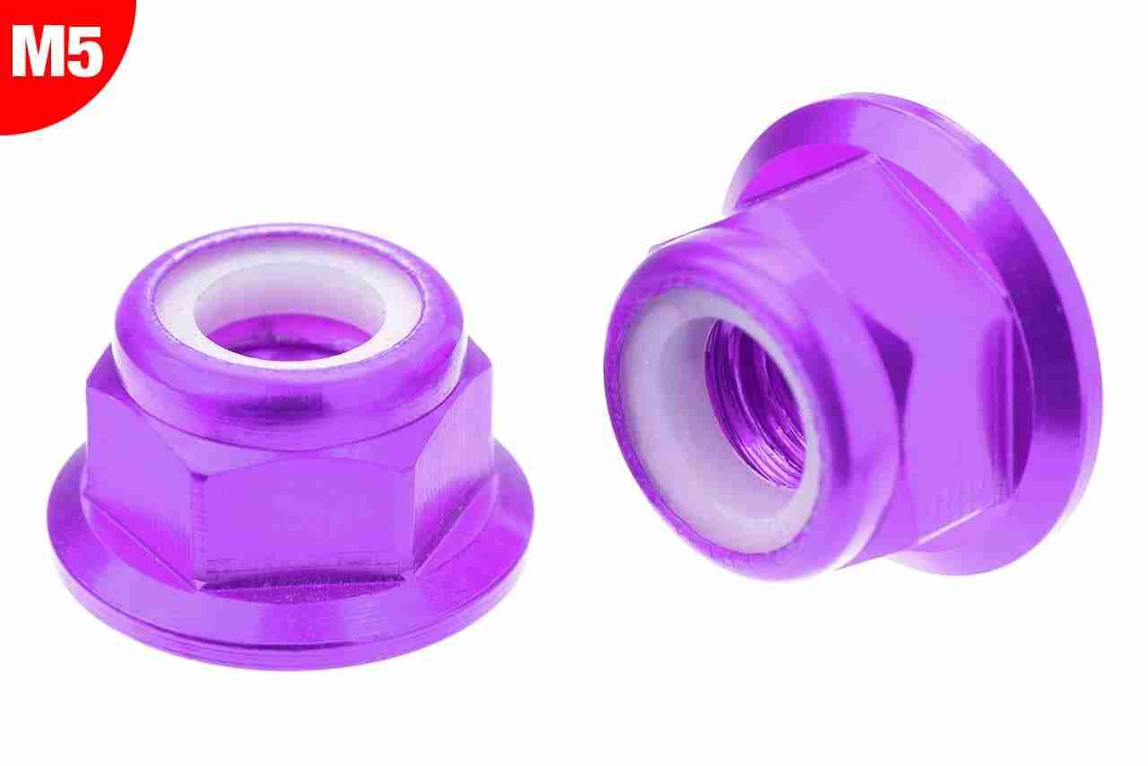 Team Corally Aluminium Nylstop Nut M5 Flanged Purple 10 pcs Team Corally Aluminium Nylstop Nut M5 Flanged Purple 10 pcs