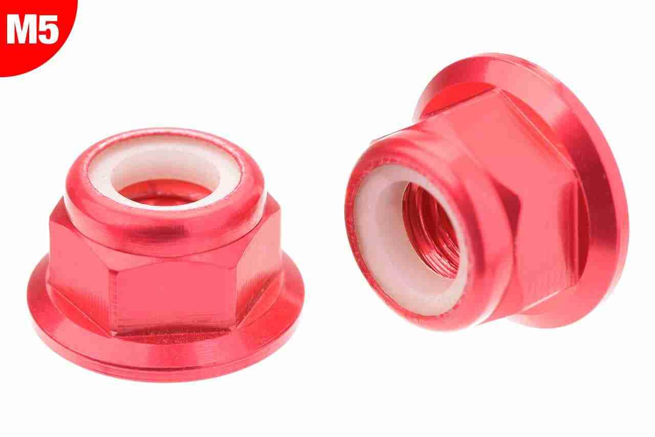 Team Corally Aluminium Nylstop Nut M5 Flanged Red 10 pcs Team Corally Aluminium Nylstop Nut M5 Flanged Red 10 pcs