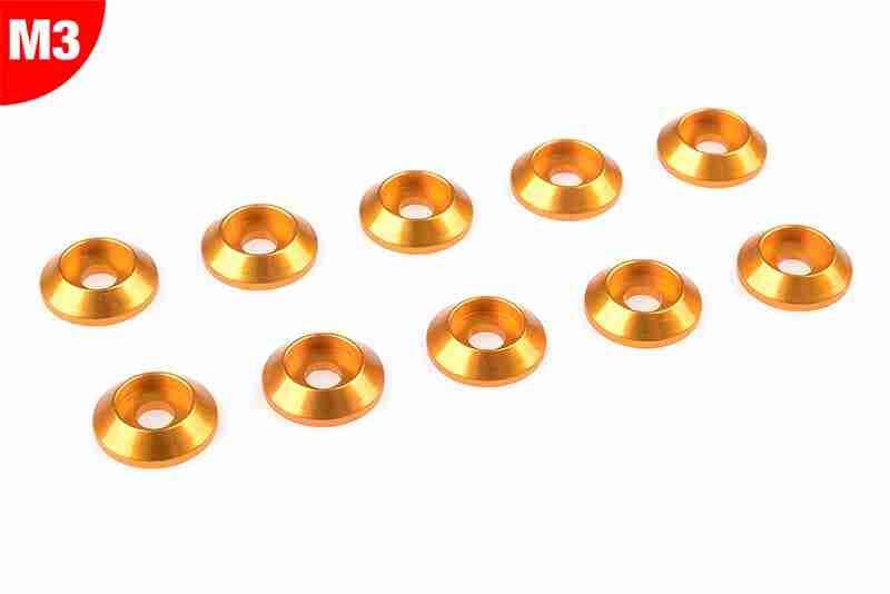 Team Corally Aluminium Washer for M3 Button Head Screws OD=10mm Gold 10 pcs Team Corally Aluminium Washer for M3 Button Head Screws OD=10mm Gold 10 pcs