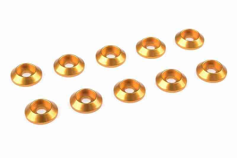 Team Corally Aluminium Washer for M3 Button Head Screws OD=10mm Gold 10 pcs Team Corally Aluminium Washer for M3 Button Head Screws OD=10mm Gold 10 pcs