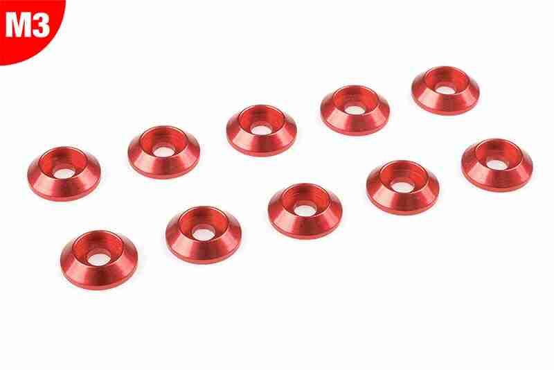 Team Corally Aluminium Washer for M3 Button Head Screws OD=10mm Red 10 pcs Team Corally Aluminium Washer for M3 Button Head Screws OD=10mm Red 10 pcs