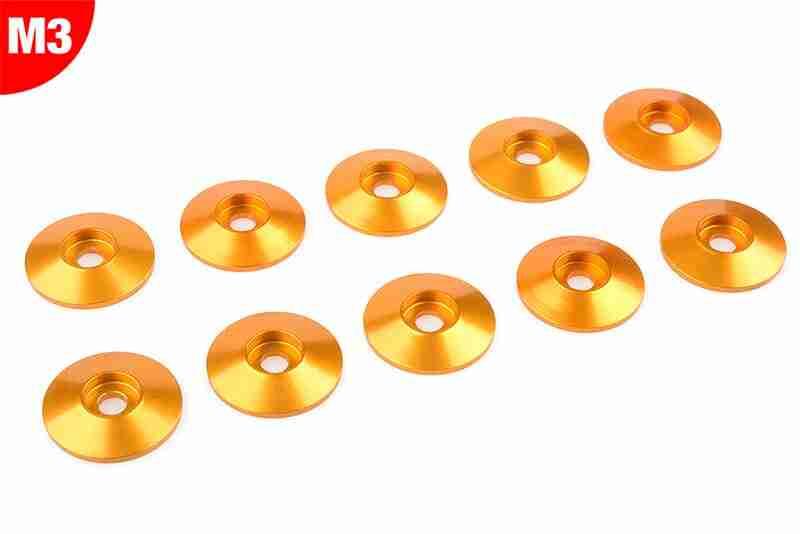 Team Corally Aluminium Washer for M3 Button Head Screws OD=15mm Gold 10 pcs Team Corally Aluminium Washer for M3 Button Head Screws OD=15mm Gold 10 pcs