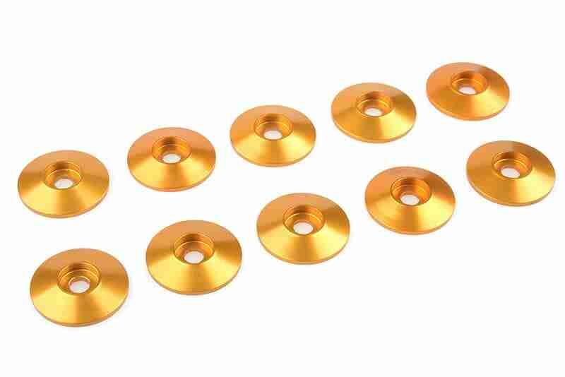 Team Corally Aluminium Washer for M3 Button Head Screws OD=15mm Gold 10 pcs Team Corally Aluminium Washer for M3 Button Head Screws OD=15mm Gold 10 pcs