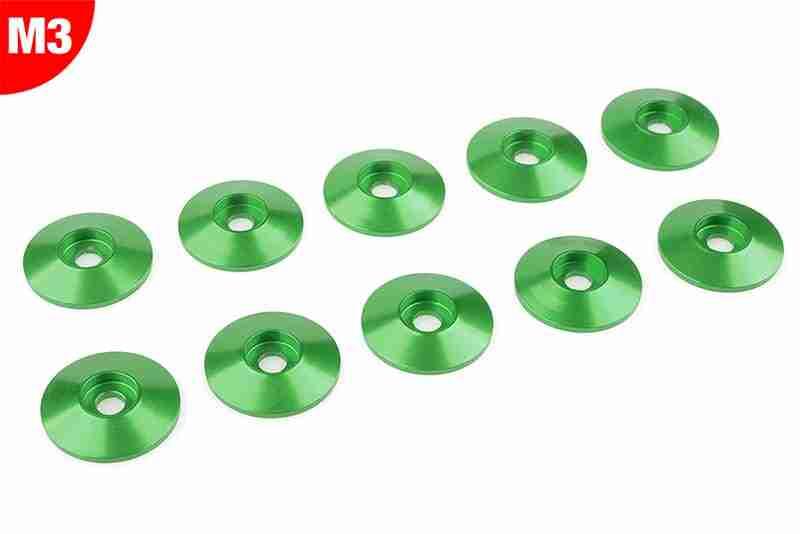 Team Corally Aluminium Washer for M3 Button Head Screws OD=15mm Green 10 pcs Team Corally Aluminium Washer for M3 Button Head Screws OD=15mm Green 10 pcs
