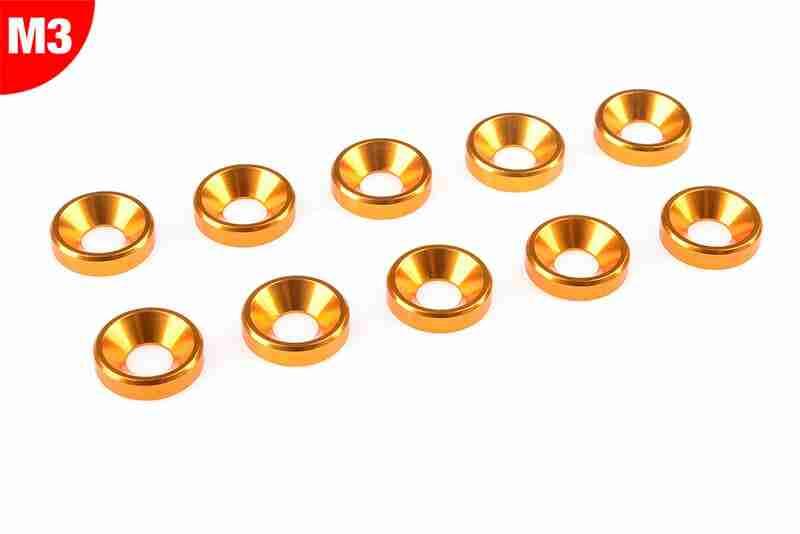 Team Corally Aluminium Washer for M3 Flat Head Screws OD=8mm Gold 10 pcs Team Corally Aluminium Washer for M3 Flat Head Screws OD=8mm Gold 10 pcs
