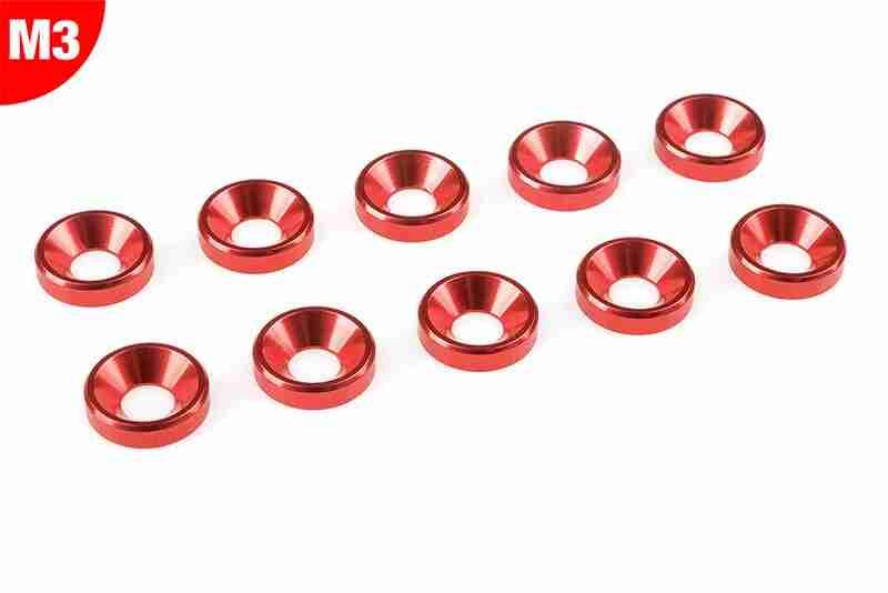 Team Corally Aluminium Washer for M3 Flat Head Screws OD=8mm Red 10 pcs Team Corally Aluminium Washer for M3 Flat Head Screws OD=8mm Red 10 pcs