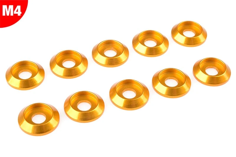 Team Corally Aluminium Washer for M4 Button Head Screws OD=12mm Gold 10 pcs Team Corally Aluminium Washer for M4 Button Head Screws OD=12mm Gold 10 pcs