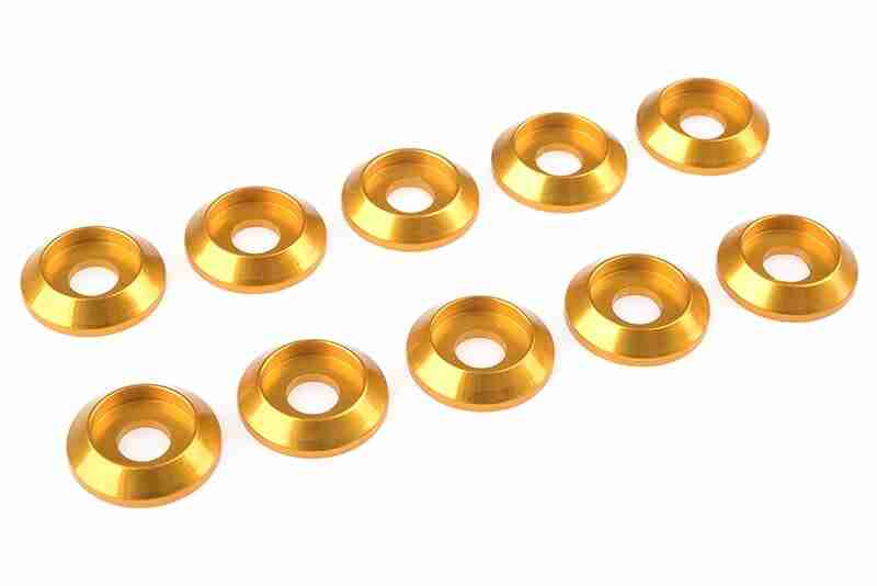 Team Corally Aluminium Washer for M4 Button Head Screws OD=12mm Gold 10 pcs Team Corally Aluminium Washer for M4 Button Head Screws OD=12mm Gold 10 pcs