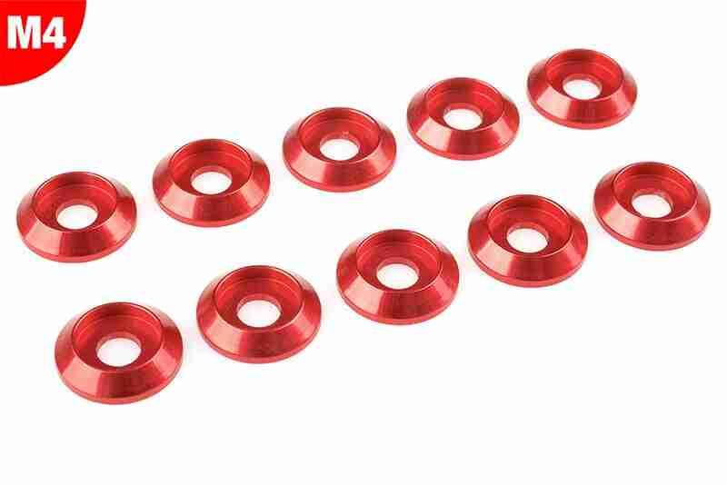 Team Corally Aluminium Washer for M4 Button Head Screws OD=12mm Red 10 pcs Team Corally Aluminium Washer for M4 Button Head Screws OD=12mm Red 10 pcs