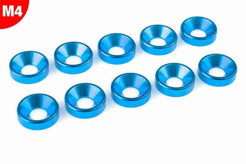 Team Corally Aluminium Washer for M4 Flat Head Screws OD=10mm Blue 10 pcs Team Corally Aluminium Washer for M4 Flat Head Screws OD=10mm Blue 10 pcs