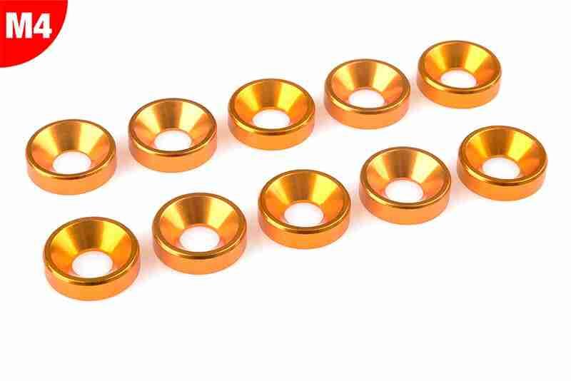 Team Corally Aluminium Washer for M4 Flat Head Screws OD=10mm Gold 10 pcs Team Corally Aluminium Washer for M4 Flat Head Screws OD=10mm Gold 10 pcs