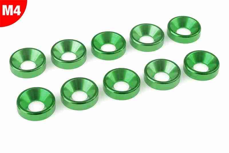 Team Corally Aluminium Washer for M4 Flat Head Screws OD=10mm Green 10 pcs Team Corally Aluminium Washer for M4 Flat Head Screws OD=10mm Green 10 pcs