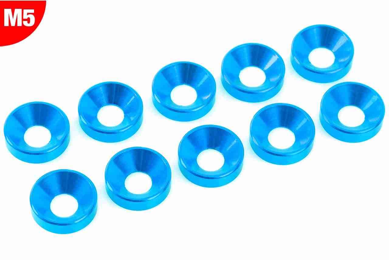 Team Corally Aluminium Washer for M5 Flat Head Screws OD=12mm Blue 10 pcs Team Corally Aluminium Washer for M5 Flat Head Screws OD=12mm Blue 10 pcs