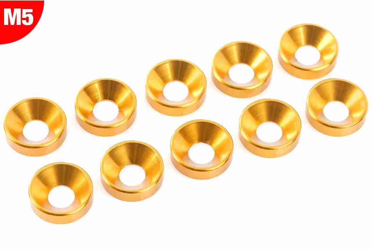 Team Corally Aluminium Washer for M5 Flat Head Screws OD=12mm Gold 10 pcs Team Corally Aluminium Washer for M5 Flat Head Screws OD=12mm Gold 10 pcs