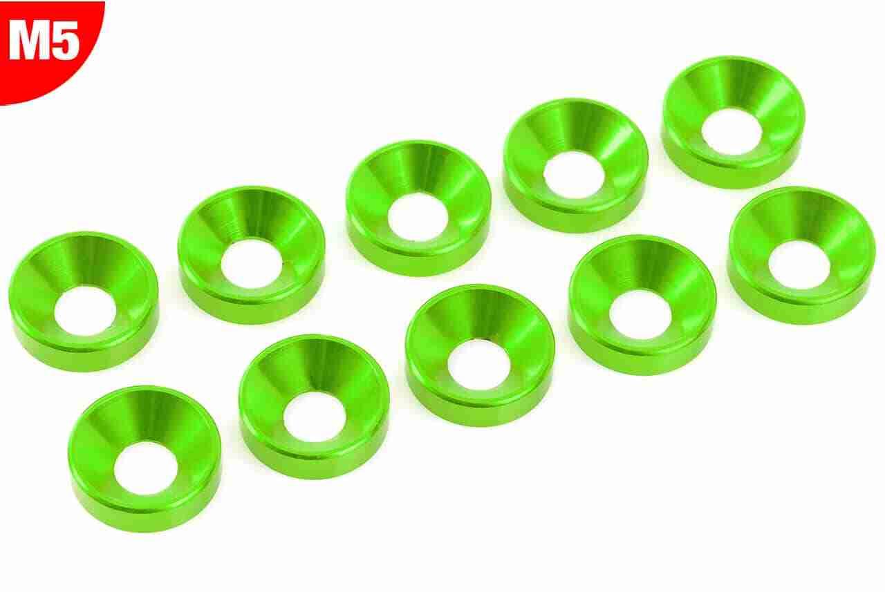 Team Corally Aluminium Washer for M5 Flat Head Screws OD=12mm Green 10 pcs Team Corally Aluminium Washer for M5 Flat Head Screws OD=12mm Green 10 pcs