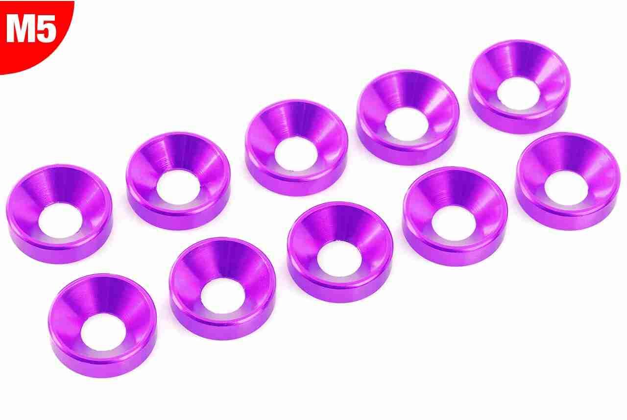 Team Corally Aluminium Washer for M5 Flat Head Screws OD=12mm Purple 10 pcs Team Corally Aluminium Washer for M5 Flat Head Screws OD=12mm Purple 10 pcs