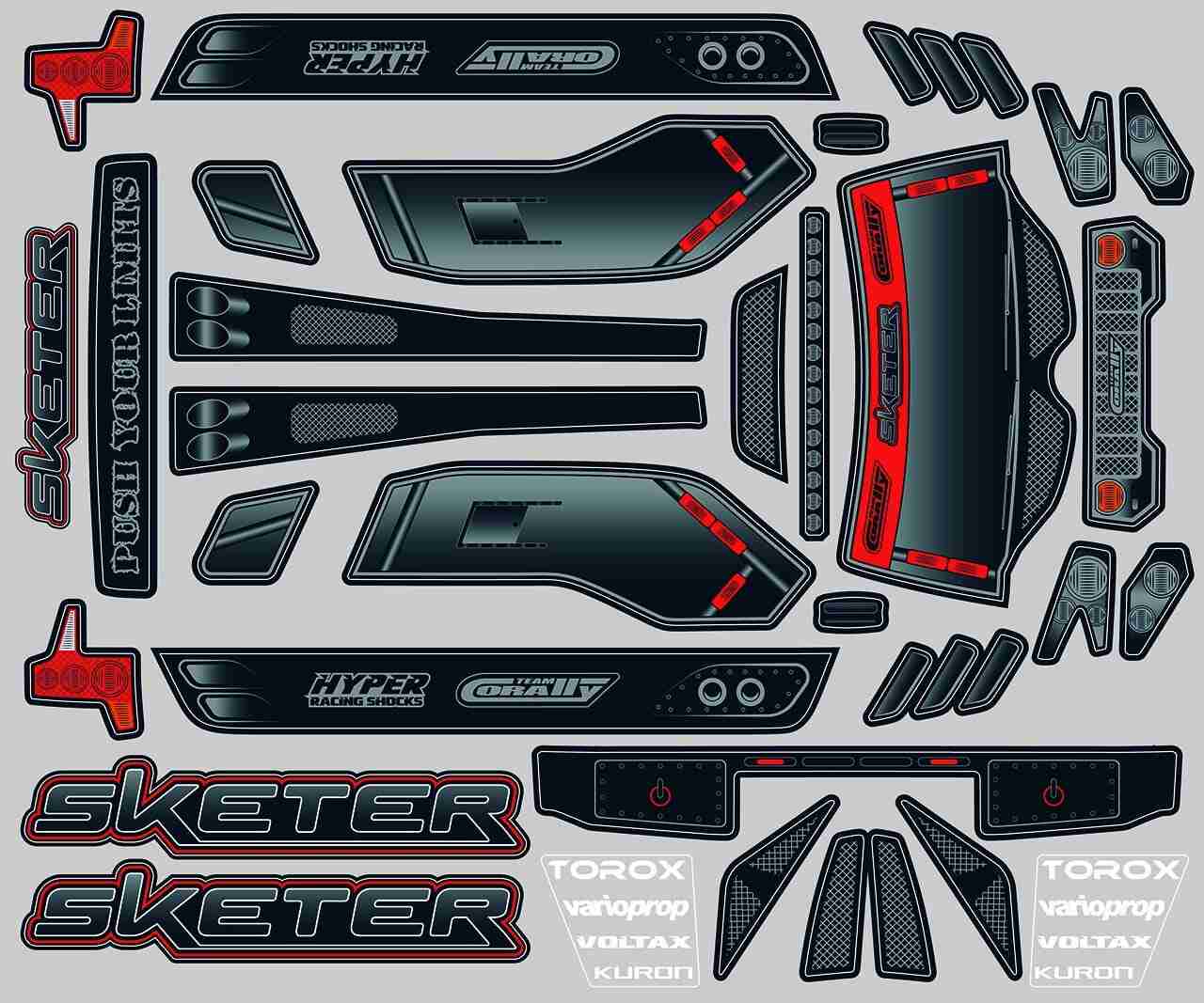 Team Corally Body Decal Sheet Sketer XP 4S 1pc Team Corally Body Decal Sheet Sketer XP 4S 1pc