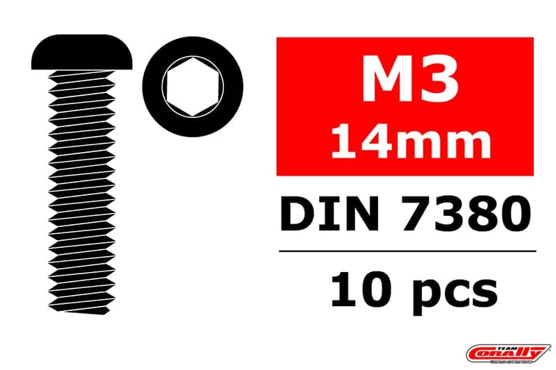 Team Corally Hex Button Head Screw M3 x 14 Steel 10 pcs Team Corally Hex Button Head Screw M3 x 14 Steel 10 pcs