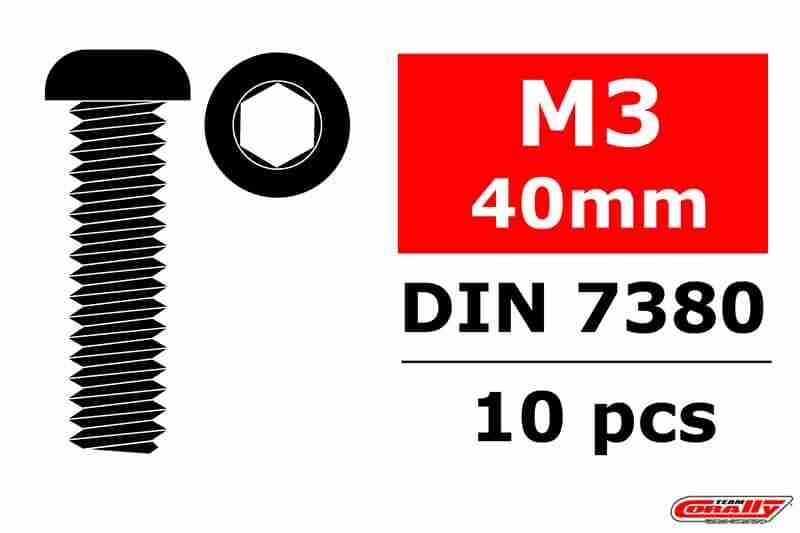 Team Corally Hex Button Head Screw M3x40 Steel 10 pcs Team Corally Hex Button Head Screw M3x40 Steel 10 pcs