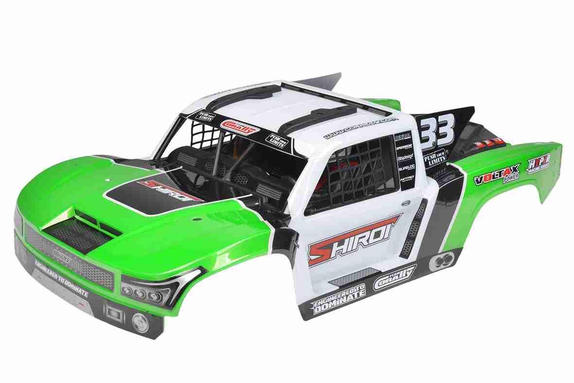 Team Corally Polycarbonate Body Shiroi + Driver Interior + Roll Cage + Body Accessories Decals Green Cut 1 P Team Corally Polycarbonate Body Shiroi + Driver Interior + Roll Cage + Body Accessories Decals Green Cut 1 P