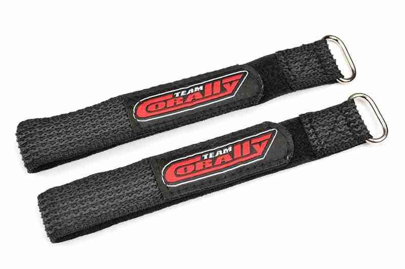 Team Corally Pro Battery Straps 250x20mm Metal Buckle Silicone Anti-Slip Strings Black 2 pcs Team Corally Pro Battery Straps 250x20mm Metal Buckle Silicone Anti-Slip Strings Black 2 pcs