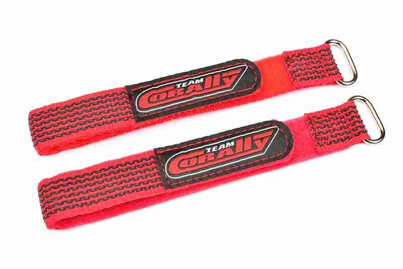 Team Corally Pro Battery Straps 250x20mm Metal Buckle Silicone Anti-Slip Strings Red 2 pcs Team Corally Pro Battery Straps 250x20mm Metal Buckle Silicone Anti-Slip Strings Red 2 pcs