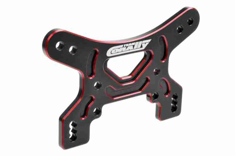 Team Corally Shock Tower Front 3mm Alu 7075 Hard Anodized Black/Red 1 Pc Team Corally Shock Tower Front 3mm Alu 7075 Hard Anodized Black/Red 1 Pc