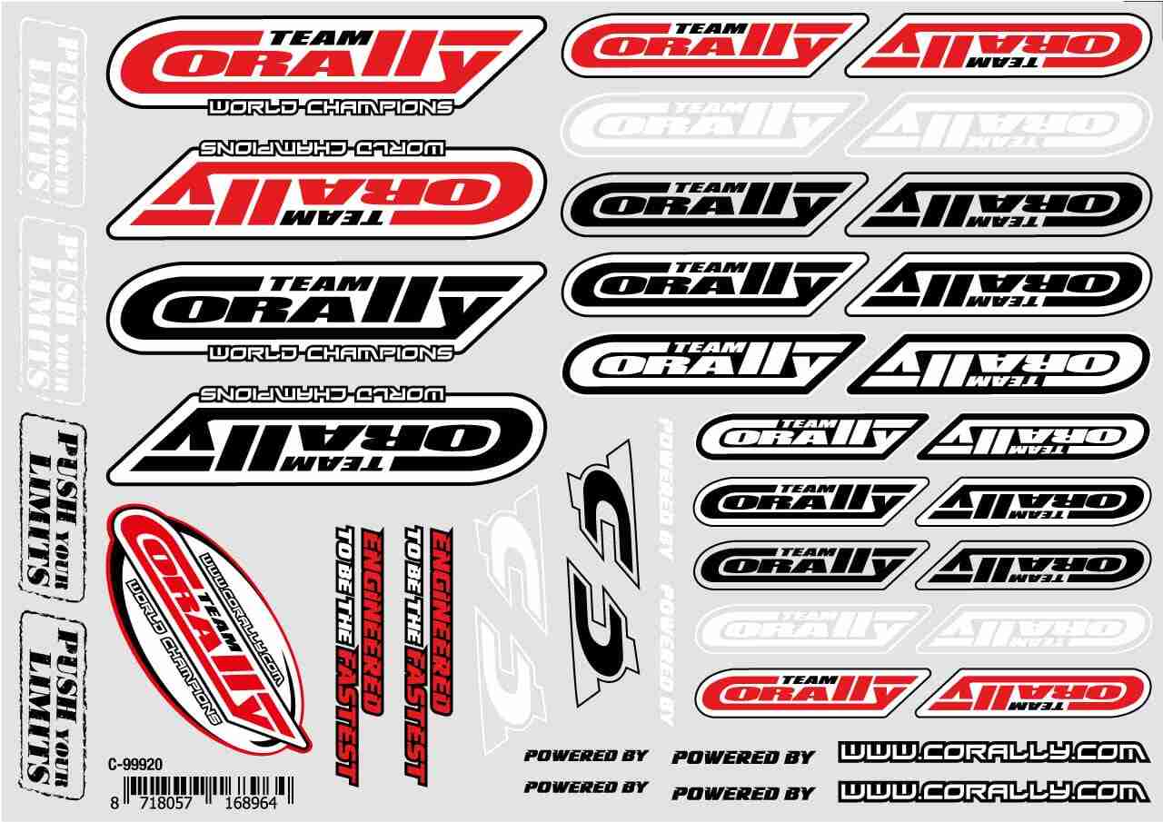 Team Corally Sponsor Stickersheet CORALLY Precut 210x148mm 1 pc Team Corally Sponsor Stickersheet CORALLY Precut 210x148mm 1 pc