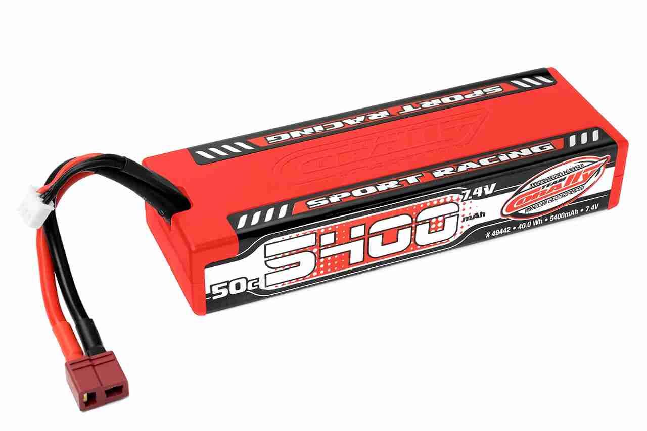 Corally Sport Racing 50C LiPo Battery 5400mAh 7.4V Stick 2S Hard Wire T-Plug Corally Sport Racing 50C LiPo Battery 5400mAh 7.4V Stick 2S Hard Wire T-Plug