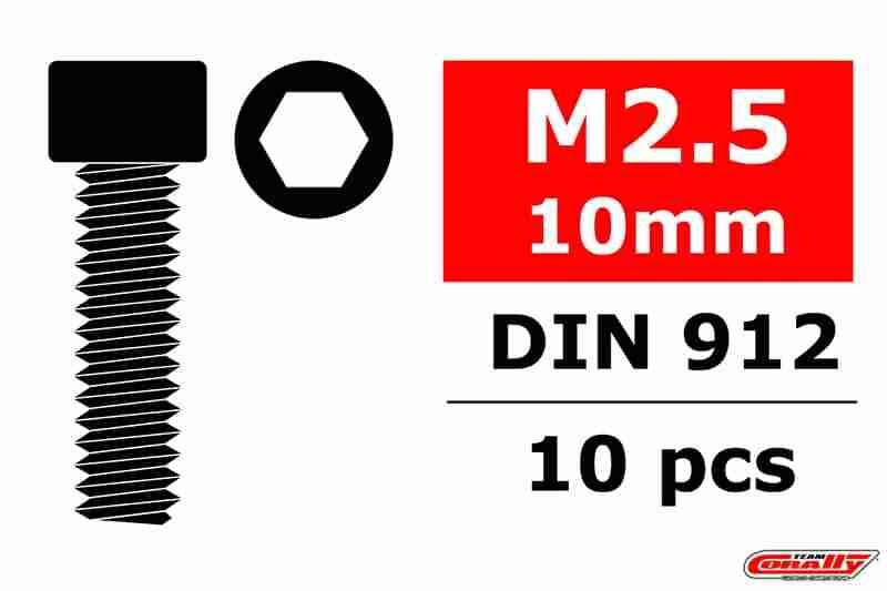 Team Corally Steel Screws M2.5 x 10mm Hex Socket Head 10 pcs Team Corally Steel Screws M2.5 x 10mm Hex Socket Head 10 pcs