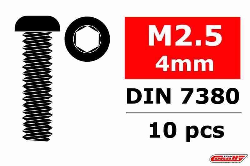 Team Corally Steel Screws M2.5 x 4mm Hex Button Head 10 pcs Team Corally Steel Screws M2.5 x 4mm Hex Button Head 10 pcs