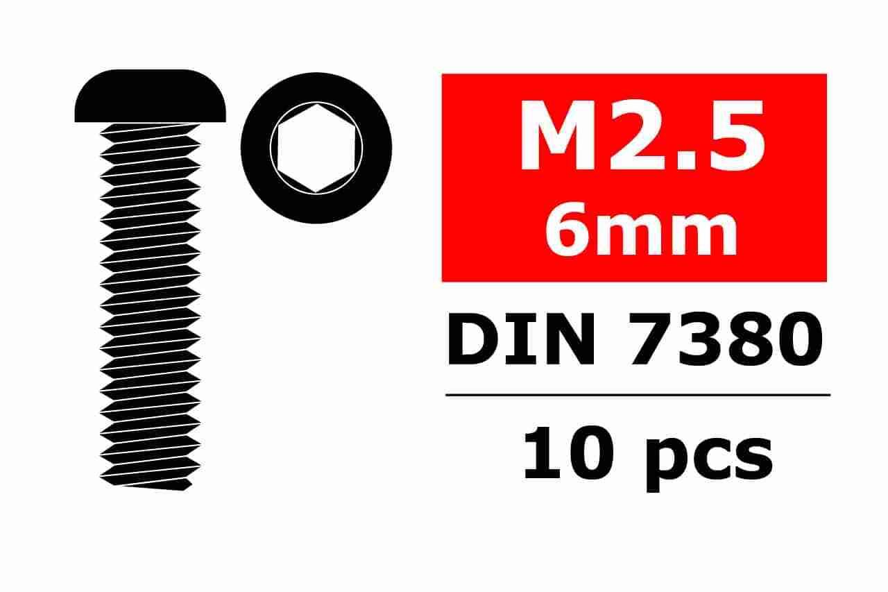 Team Corally Steel Screws M2.5 x 6mm Hex Button Head 10 pcs Team Corally Steel Screws M2.5 x 6mm Hex Button Head 10 pcs