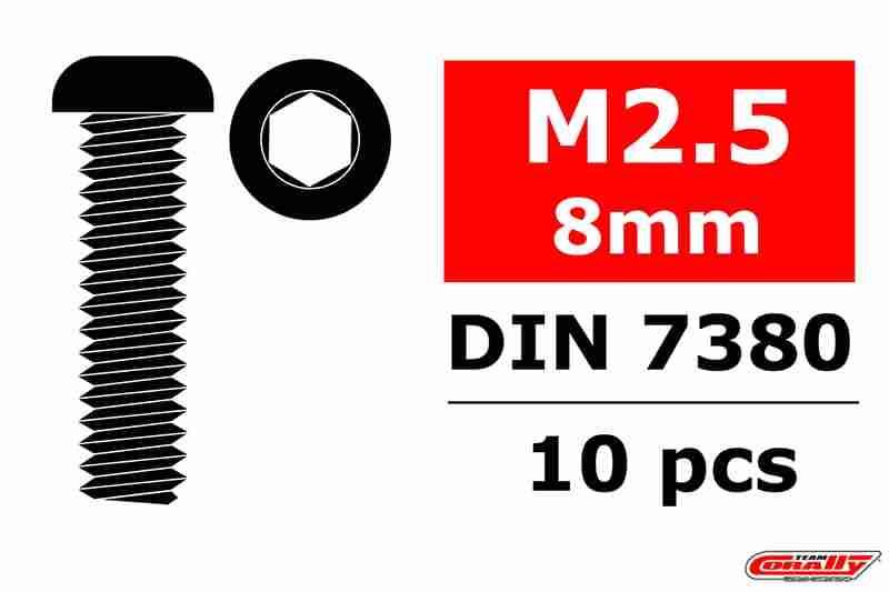 Team Corally Steel Screws M2.5 x 8mm Hex Button Head 10 pcs Team Corally Steel Screws M2.5 x 8mm Hex Button Head 10 pcs