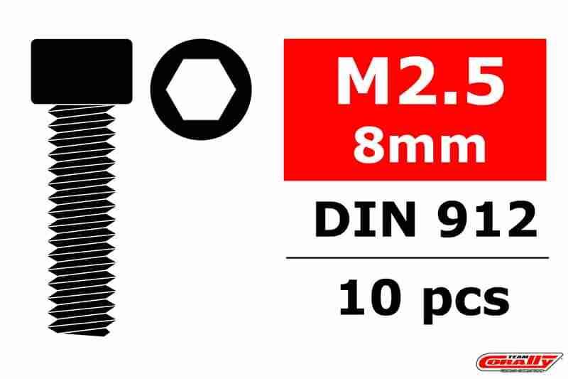 Team Corally Steel Screws M2.5 x 8mm Hex Socket Head 10 pcs Team Corally Steel Screws M2.5 x 8mm Hex Socket Head 10 pcs
