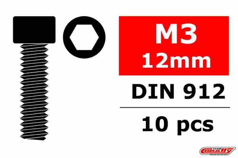 Team Corally Steel Screws M3 x 12mm Hex Socket Head 10 pcs Team Corally Steel Screws M3 x 12mm Hex Socket Head 10 pcs