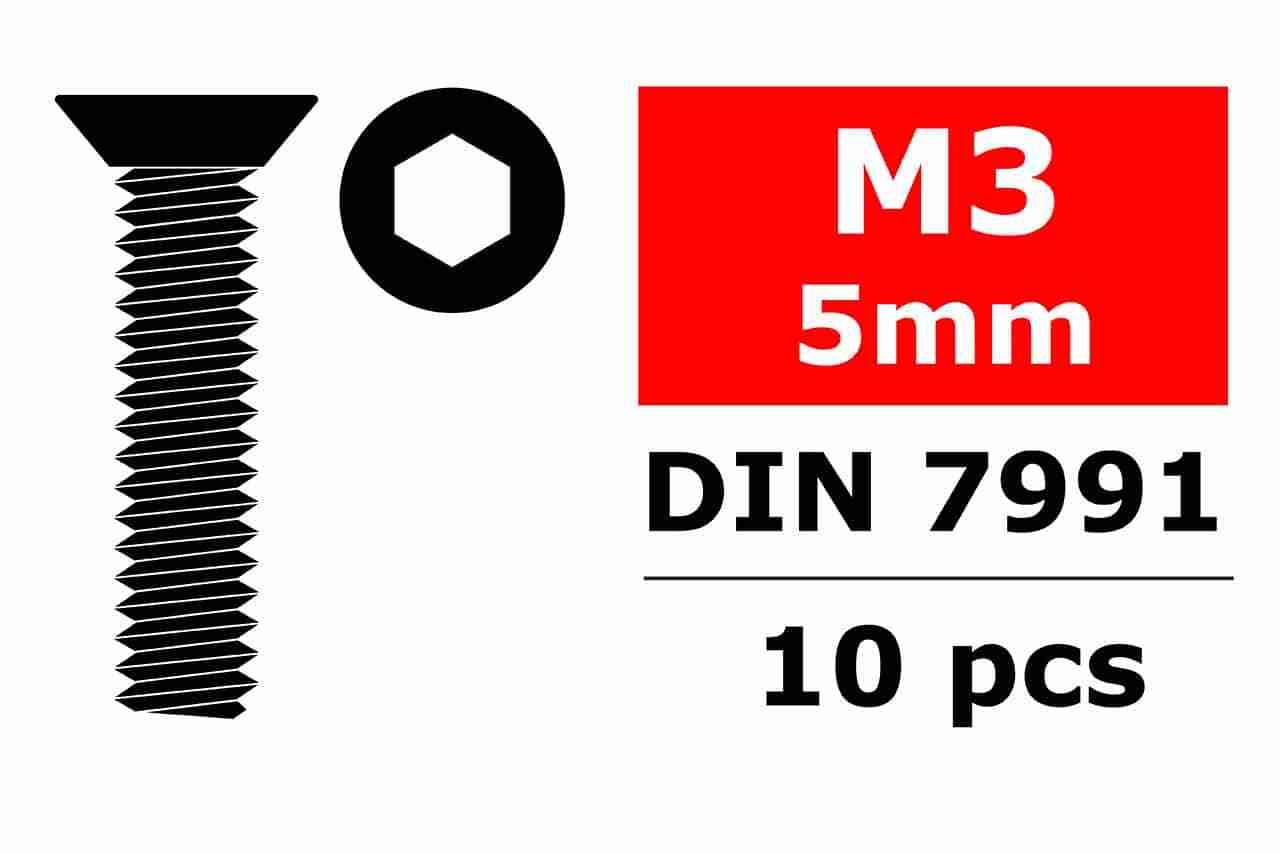 Team Corally Steel Screws M3 x 5mm Hex Flat Head 10 pcs Team Corally Steel Screws M3 x 5mm Hex Flat Head 10 pcs