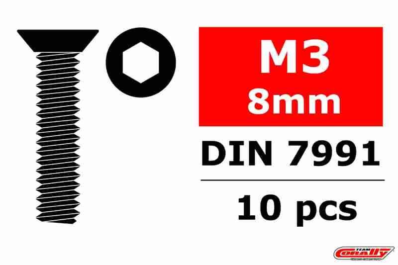 Team Corally Steel Screws M3 x 8mm Hex Flat Head 10 pcs Team Corally Steel Screws M3 x 8mm Hex Flat Head 10 pcs