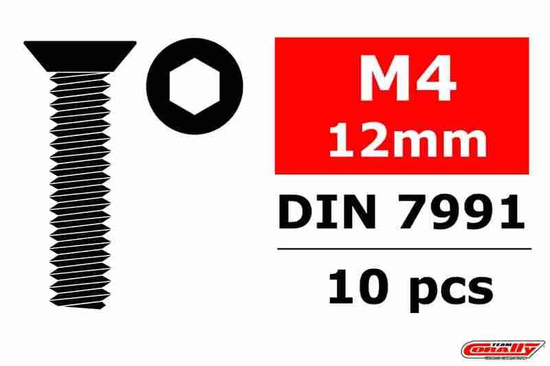 Team Corally Steel Screws M4 x 12mm Hex Flat Head 10 pcs Team Corally Steel Screws M4 x 12mm Hex Flat Head 10 pcs
