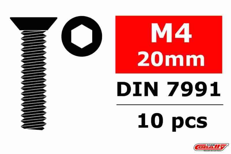 Team Corally Steel Screws M4 x 20mm Hex Flat Head 10 pcs Team Corally Steel Screws M4 x 20mm Hex Flat Head 10 pcs