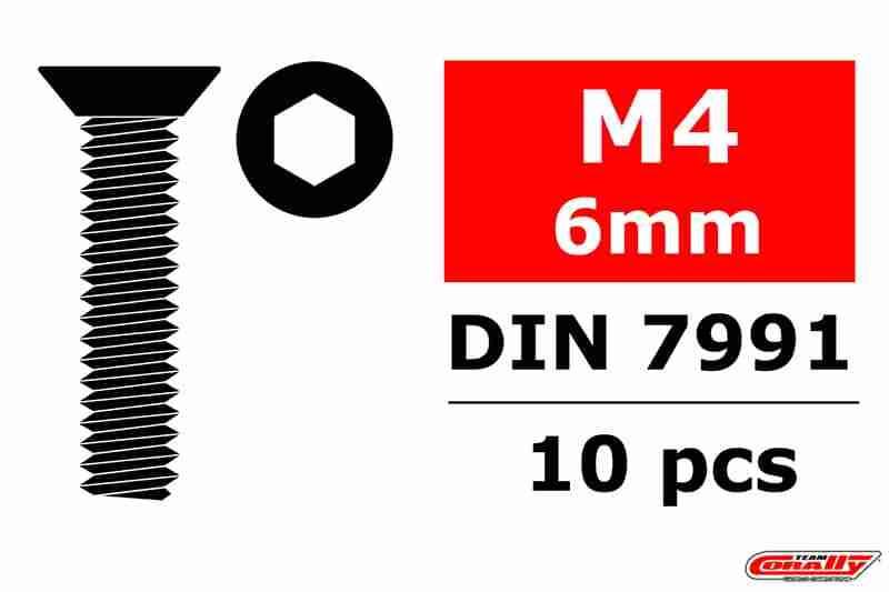 Team Corally Steel Screws M4 x 6mm Hex Flat Head 10 pcs Team Corally Steel Screws M4 x 6mm Hex Flat Head 10 pcs