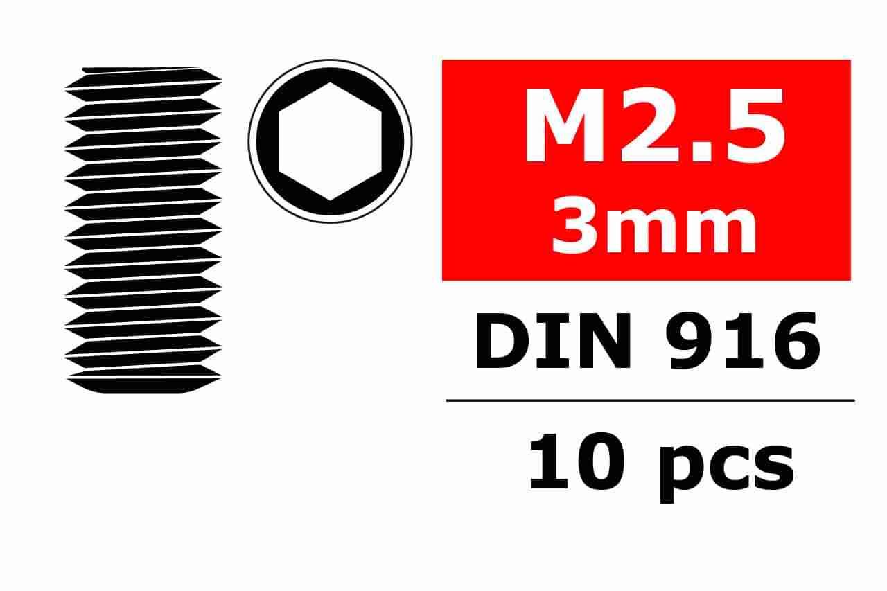 Team Corally Steel Set Screws M2.5 x 3mm Hex 10 pcs Team Corally Steel Set Screws M2.5 x 3mm Hex 10 pcs