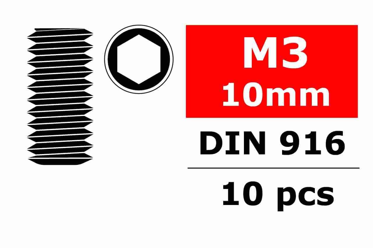 Team Corally Steel Set Screws M3 x 10mm Hex 10 pcs Team Corally Steel Set Screws M3 x 10mm Hex 10 pcs
